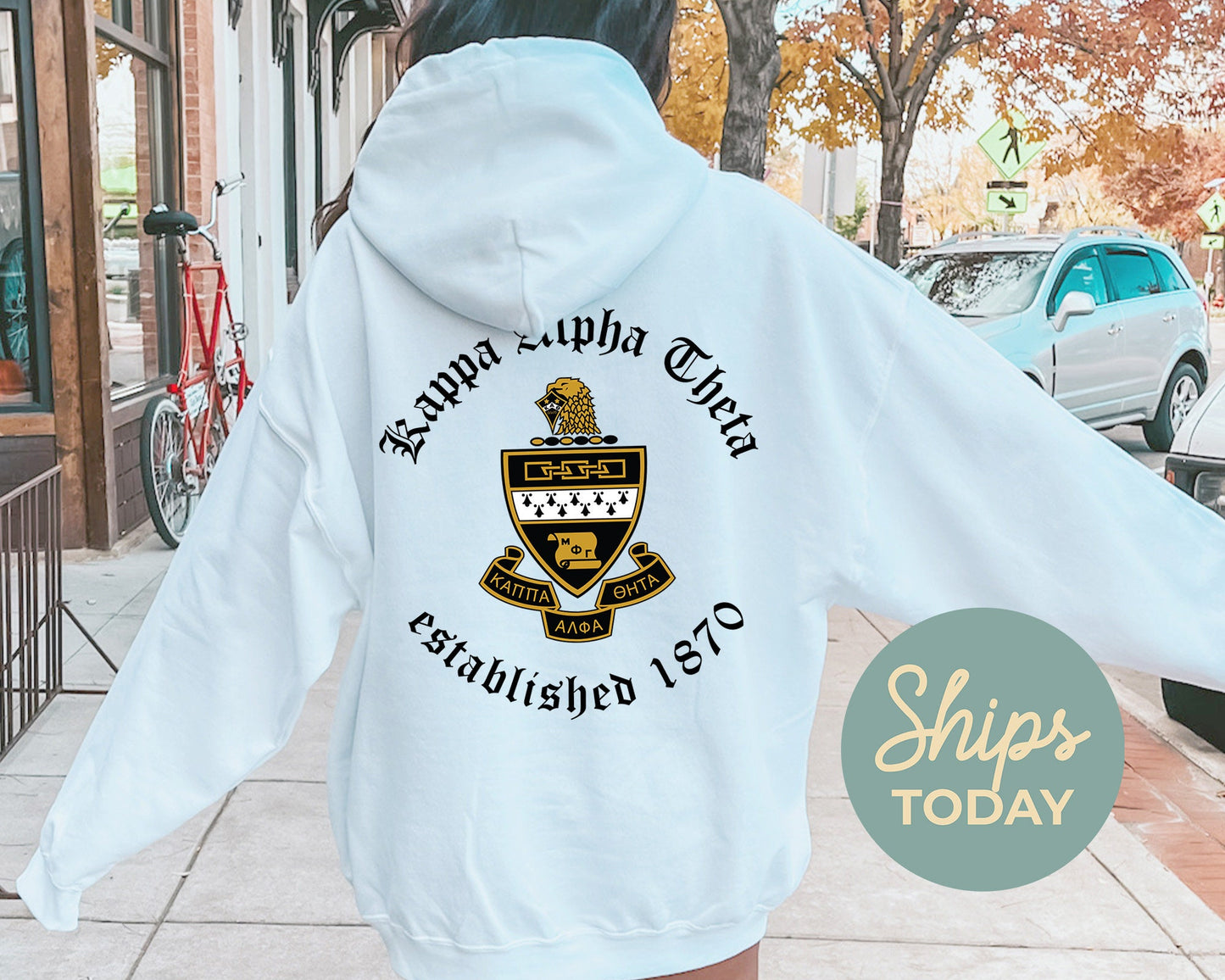 Kappa Alpha Theta Old English Crest Sorority Hoodie _ 32935g