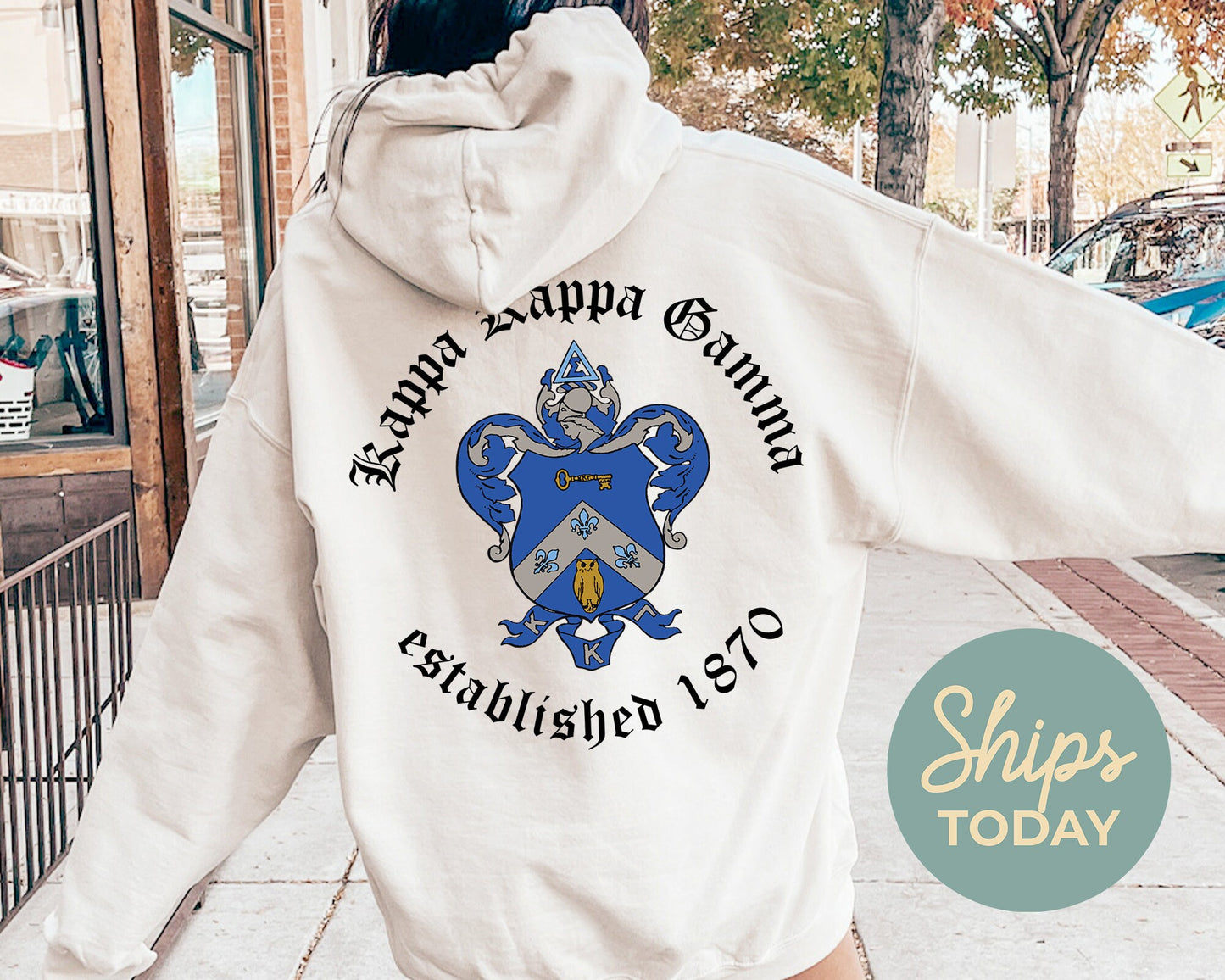 Kappa Kappa Gamma Old English Crest Sorority Hoodie _ 32937g