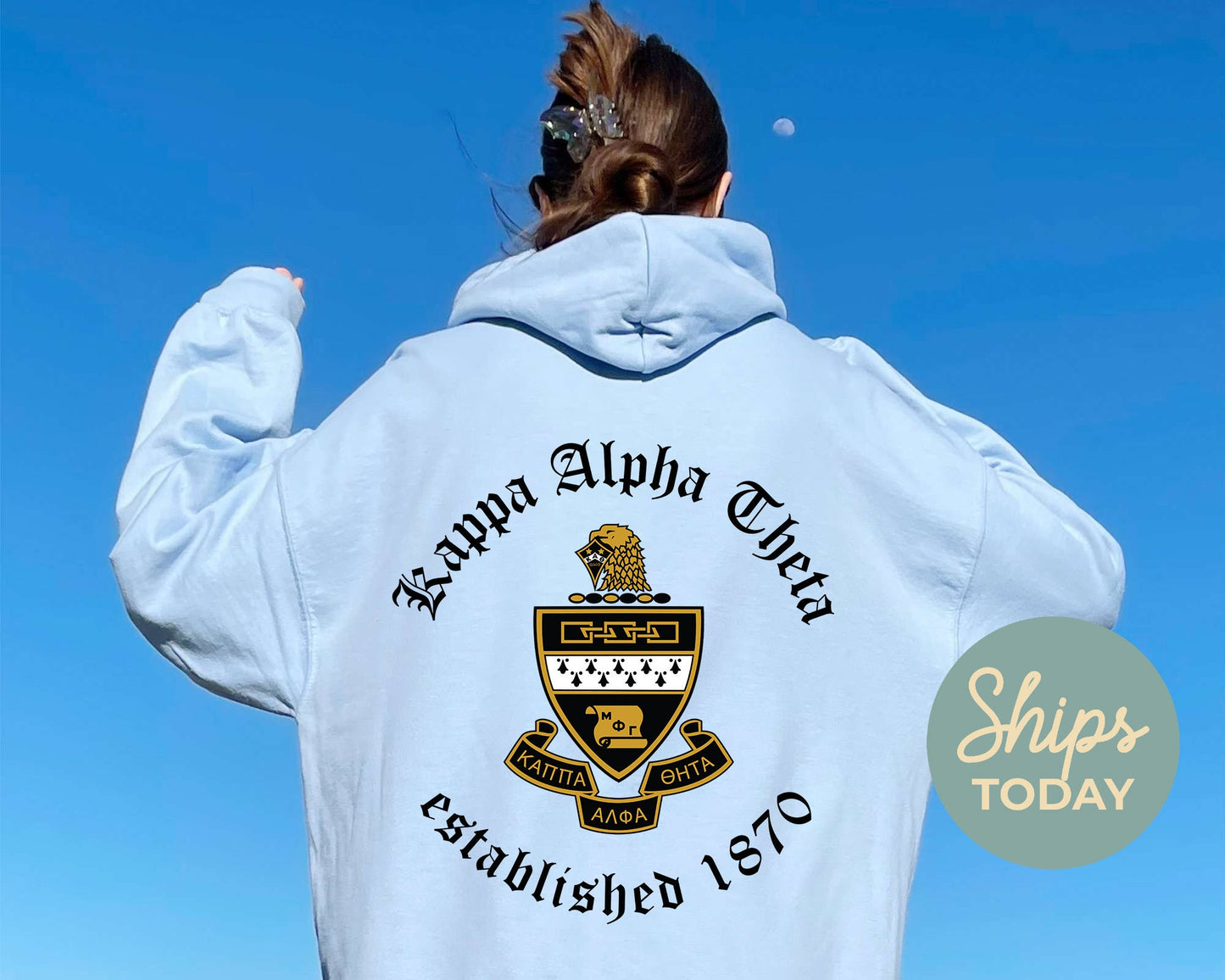 Kappa Alpha Theta Old English Crest Sorority Hoodie _ 32935g