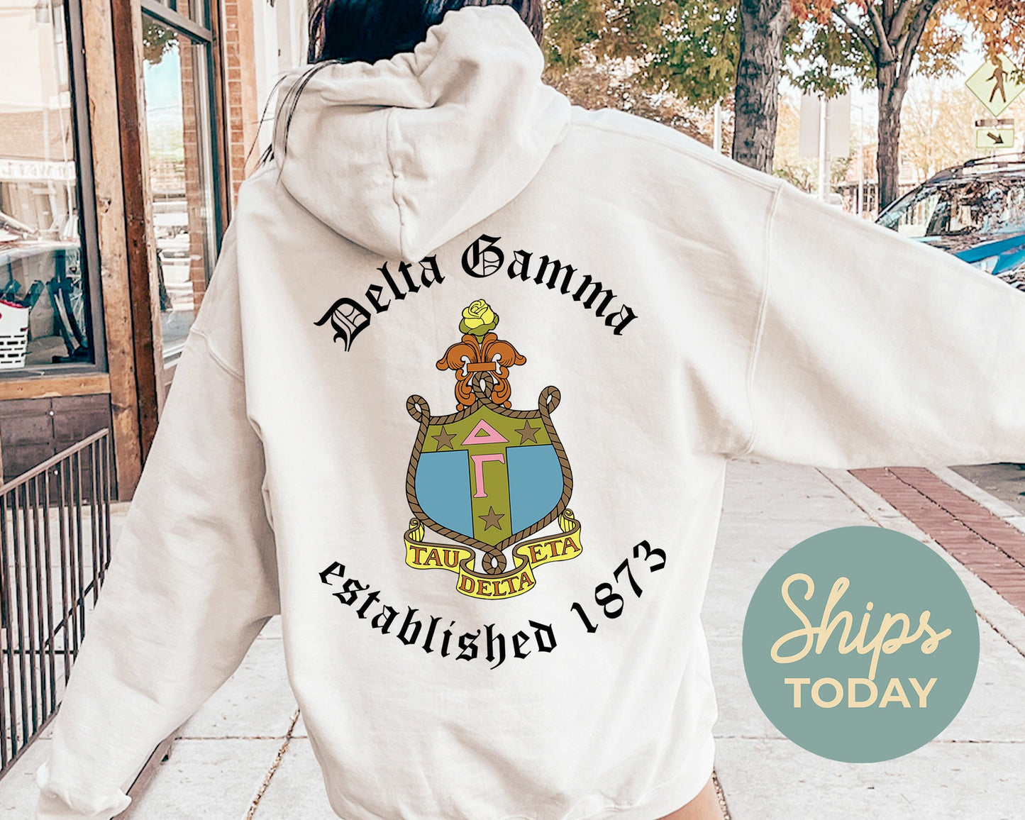 Delta Gamma Old English Crest Sorority Hoodie _ 32931g