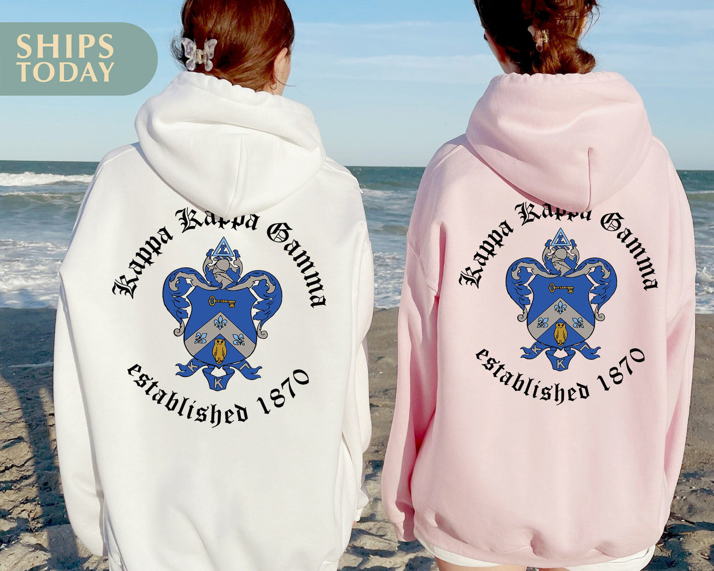 Kappa Kappa Gamma Old English Crest Sorority Hoodie _ 32937g