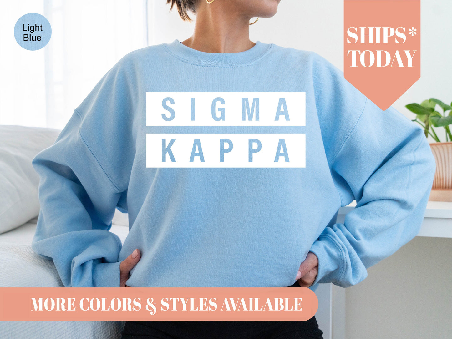 Sigma Kappa Faded White Box Sorority Sweatshirt _ 3355g