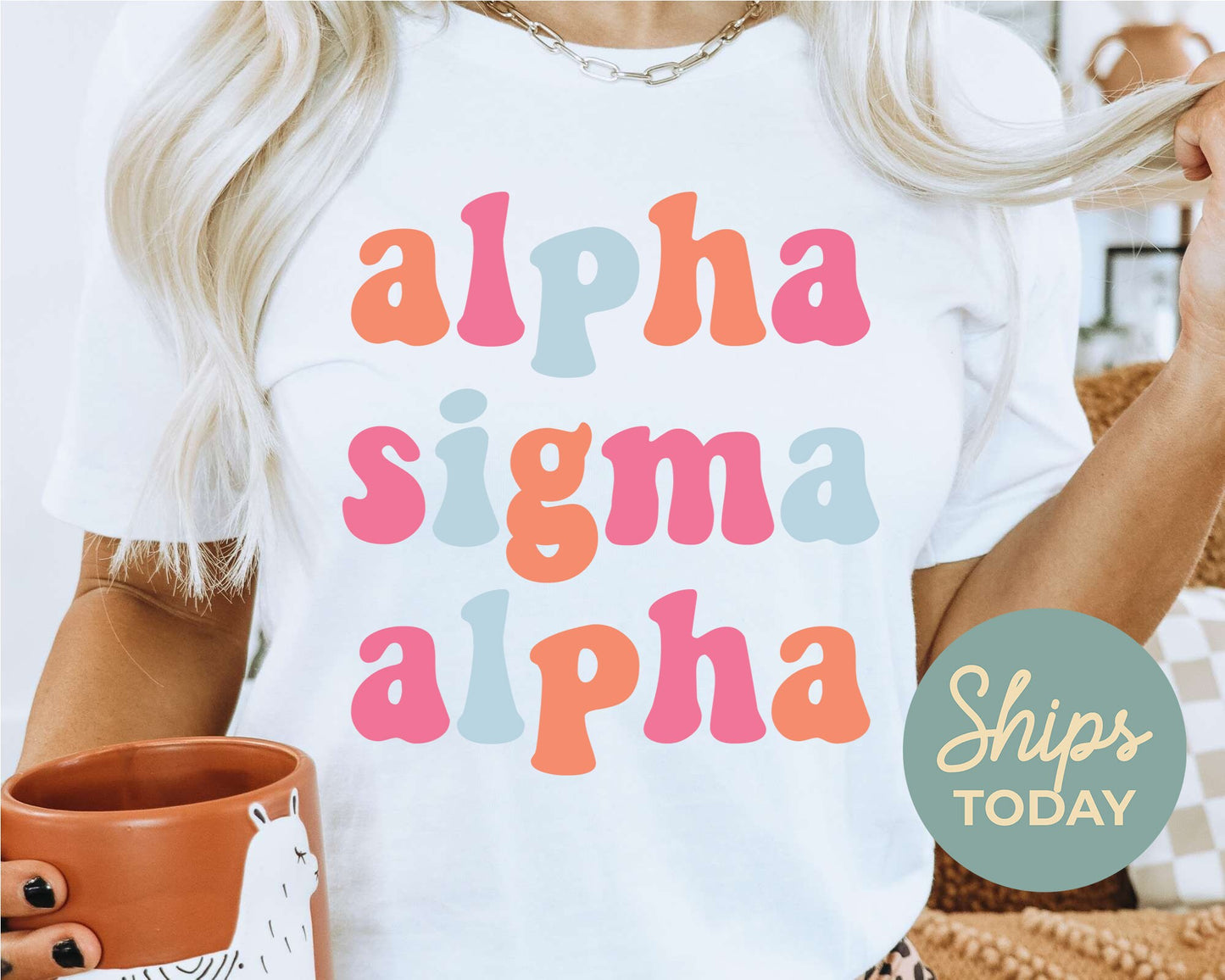 Alpha Sigma Alpha Vividly Vibrant Sorority T-shirt _ 3155g