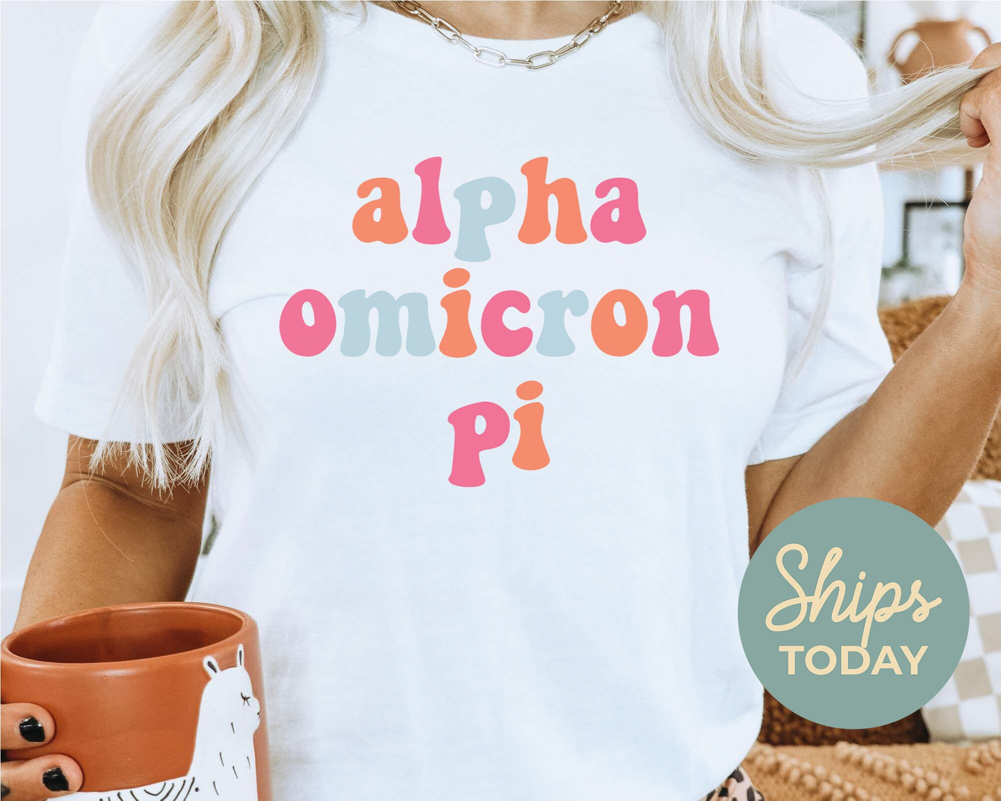 Alpha Omicron Pi Vividly Vibrant Sorority T-shirt _ 3153g