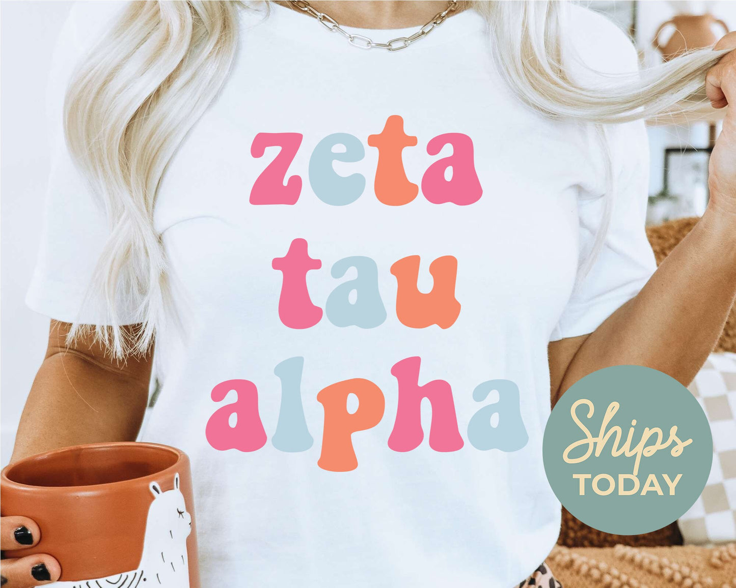 Zeta Tau Alpha Vividly Vibrant Sorority T-shirt _ 3174g