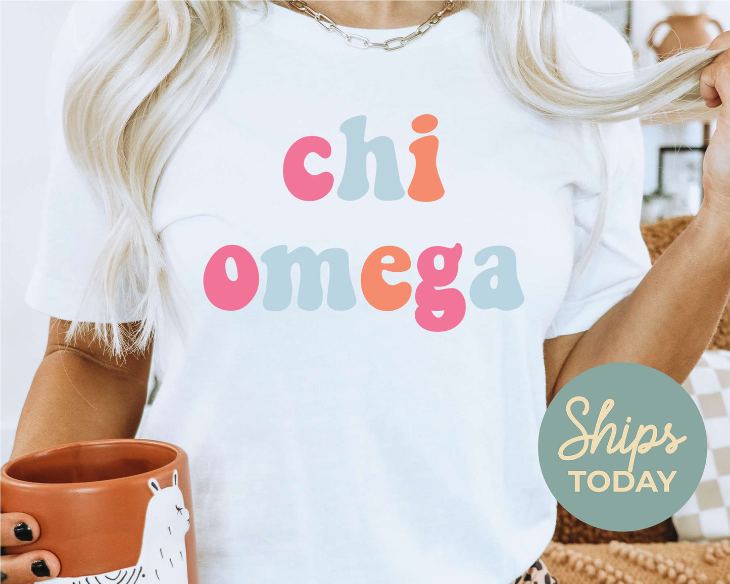 Chi Omega Vividly Vibrant Sorority T-shirt _ 3158g