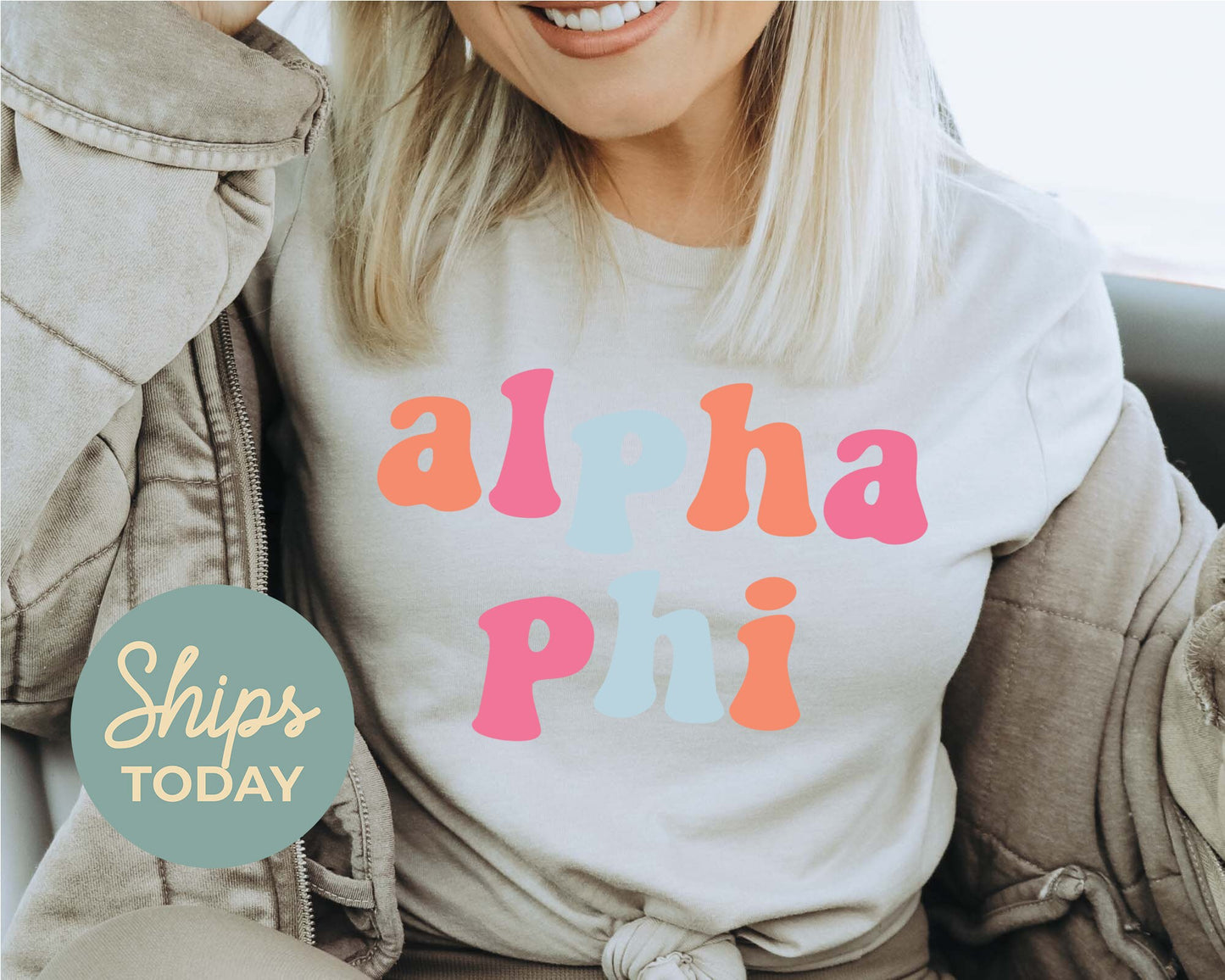 Alpha Phi Vividly Vibrant Sorority T-shirt _ 3154g