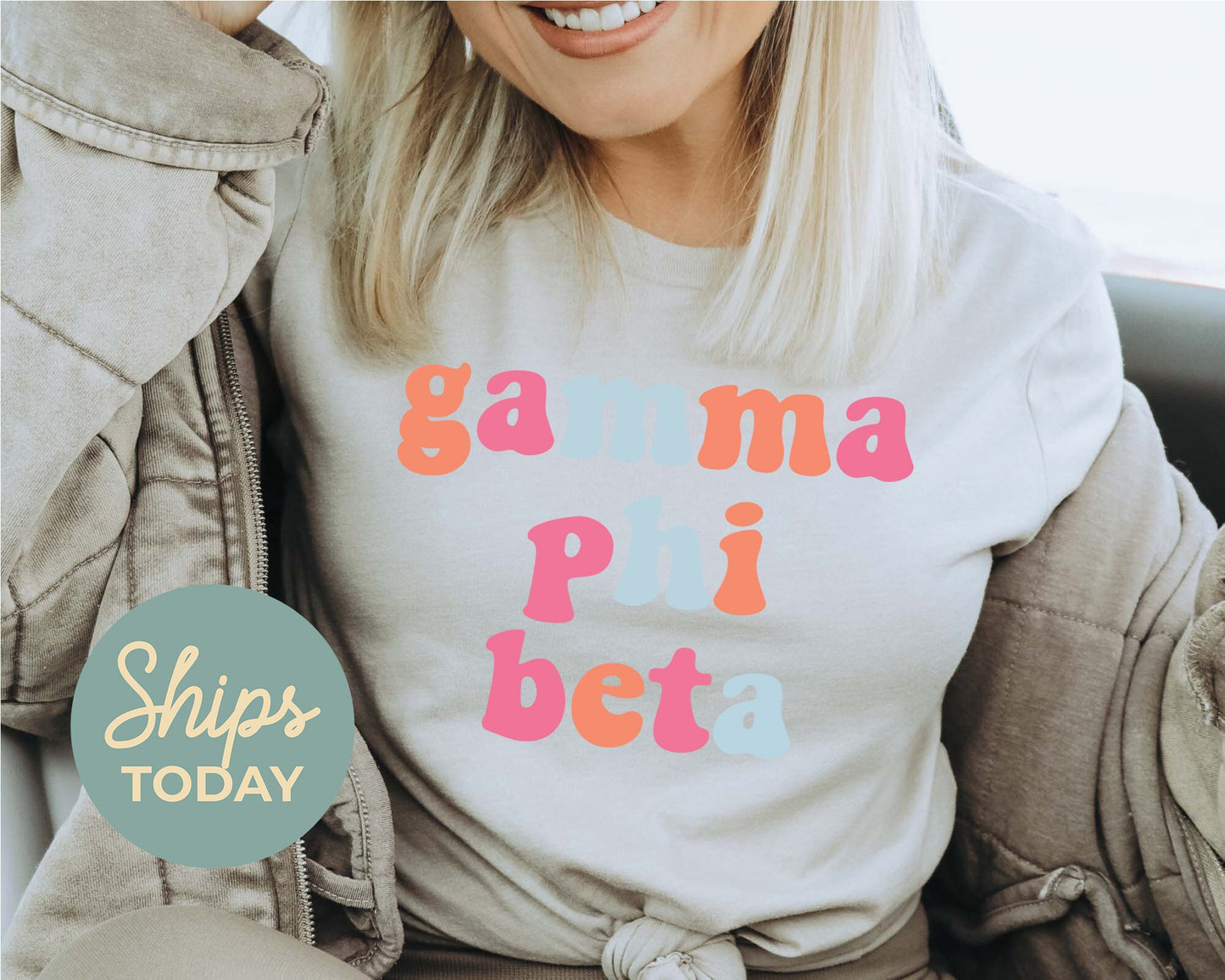 Gamma Phi Beta Vividly Vibrant Sorority T-shirt _ 3163g