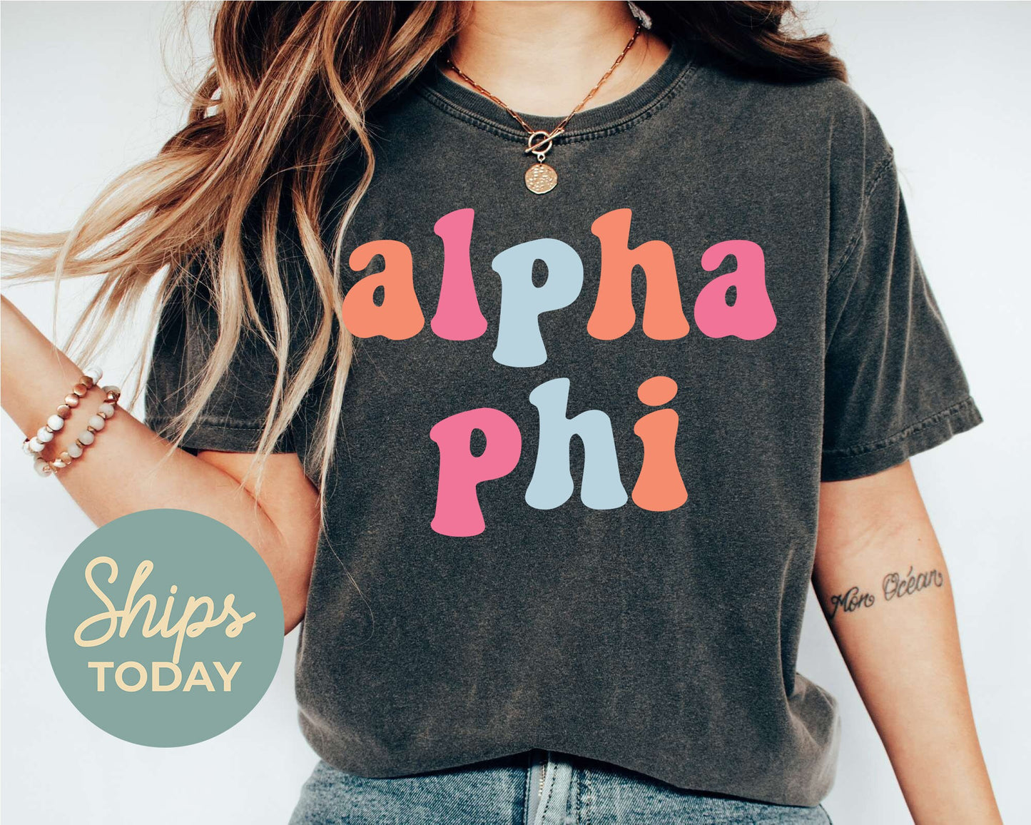 Alpha Phi Vividly Vibrant Sorority T-shirt _ 3154g