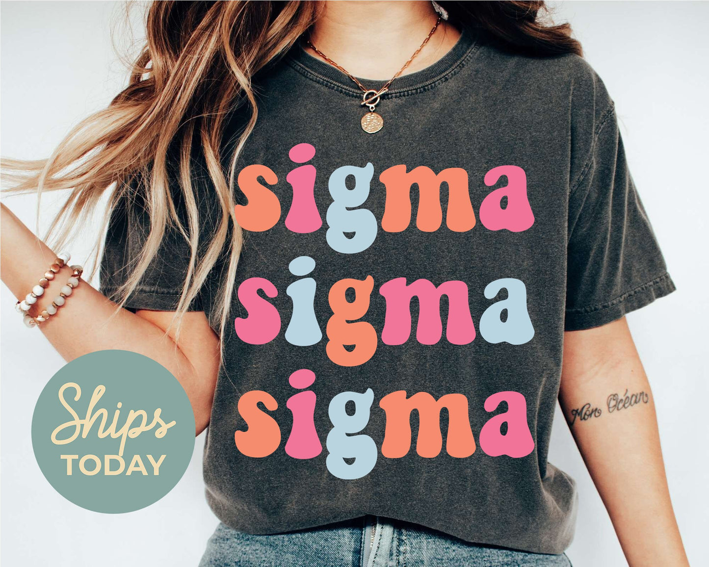 Sigma Sigma Sigma Vividly Vibrant Sorority T-shirt _ 3172g