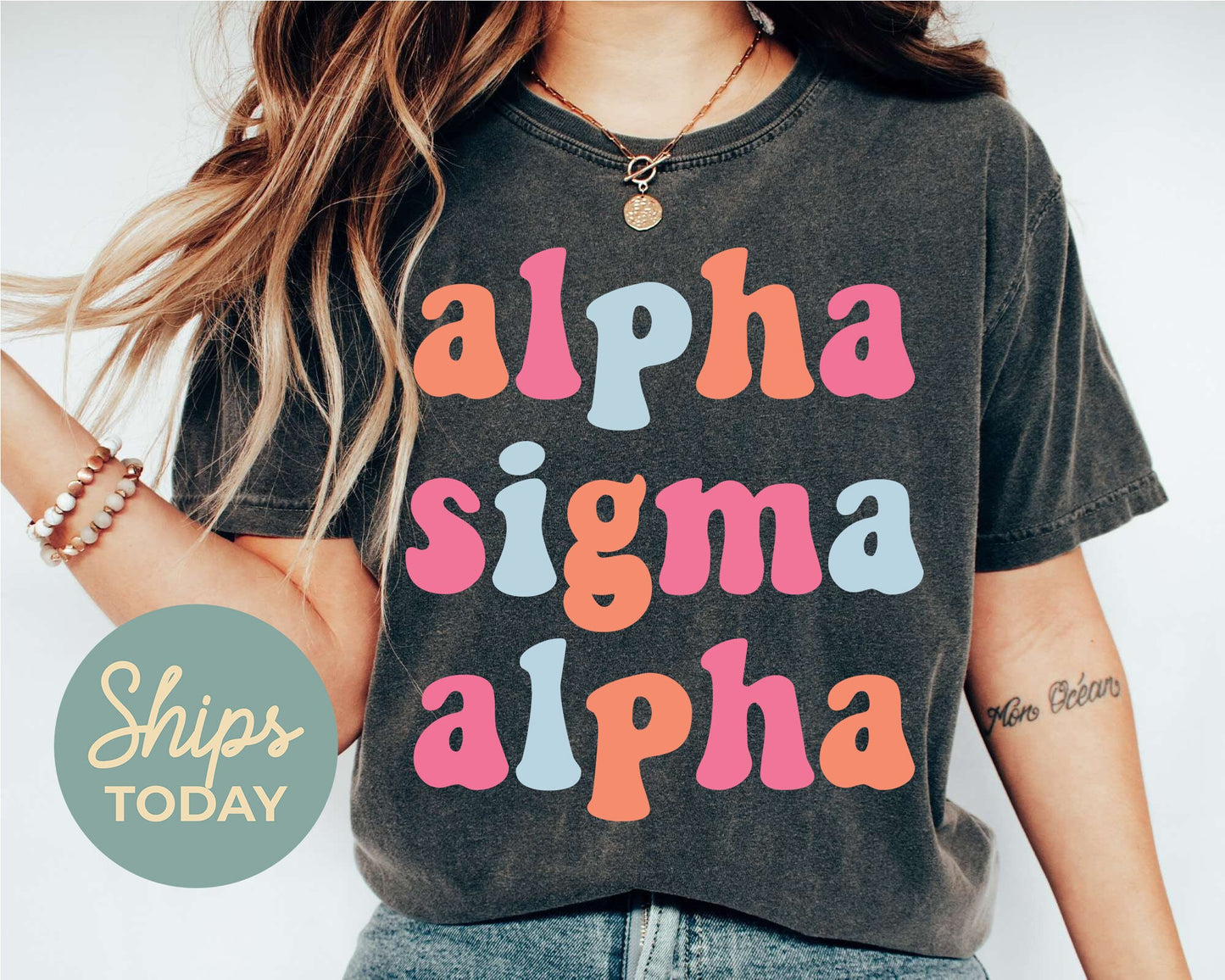 Alpha Sigma Alpha Vividly Vibrant Sorority T-shirt _ 3155g
