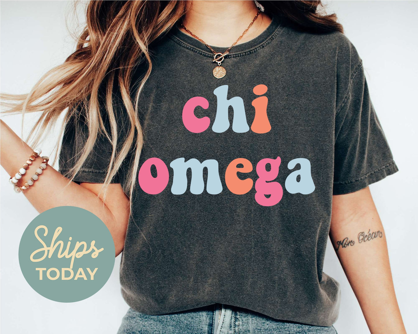 Chi Omega Vividly Vibrant Sorority T-shirt _ 3158g