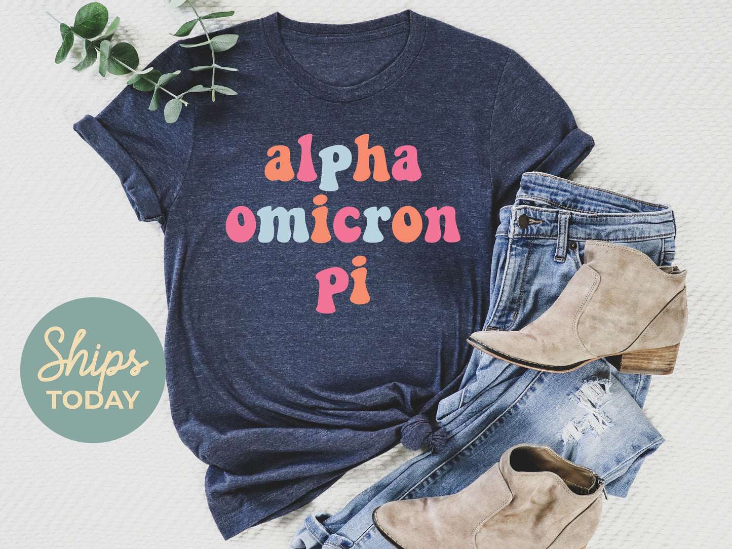 Alpha Omicron Pi Vividly Vibrant Sorority T-shirt _ 3153g