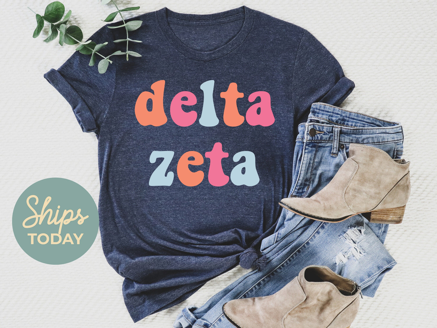Delta Zeta Vividly Vibrant Sorority T-shirt _ 3162g