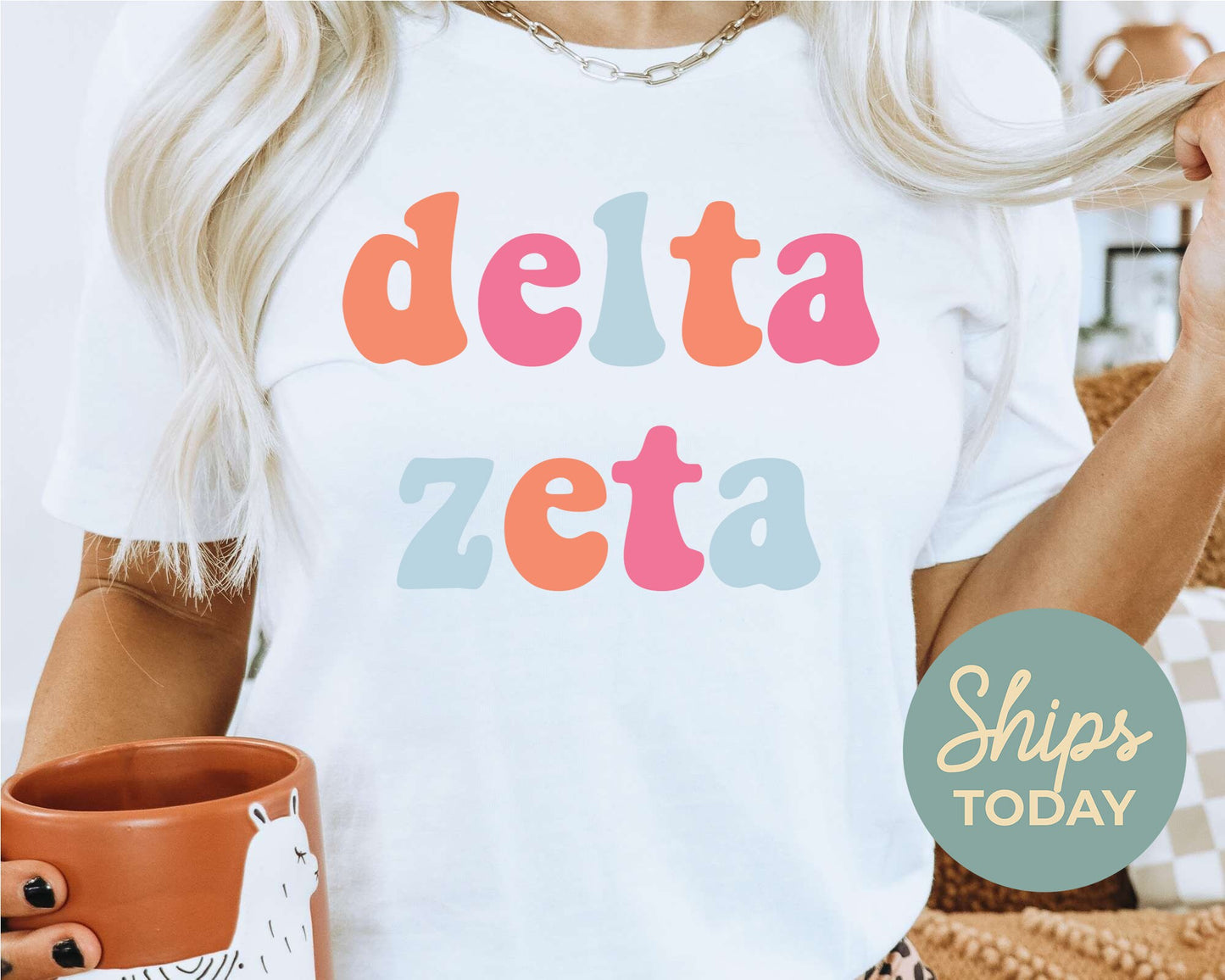 Delta Zeta Vividly Vibrant Sorority T-shirt _ 3162g