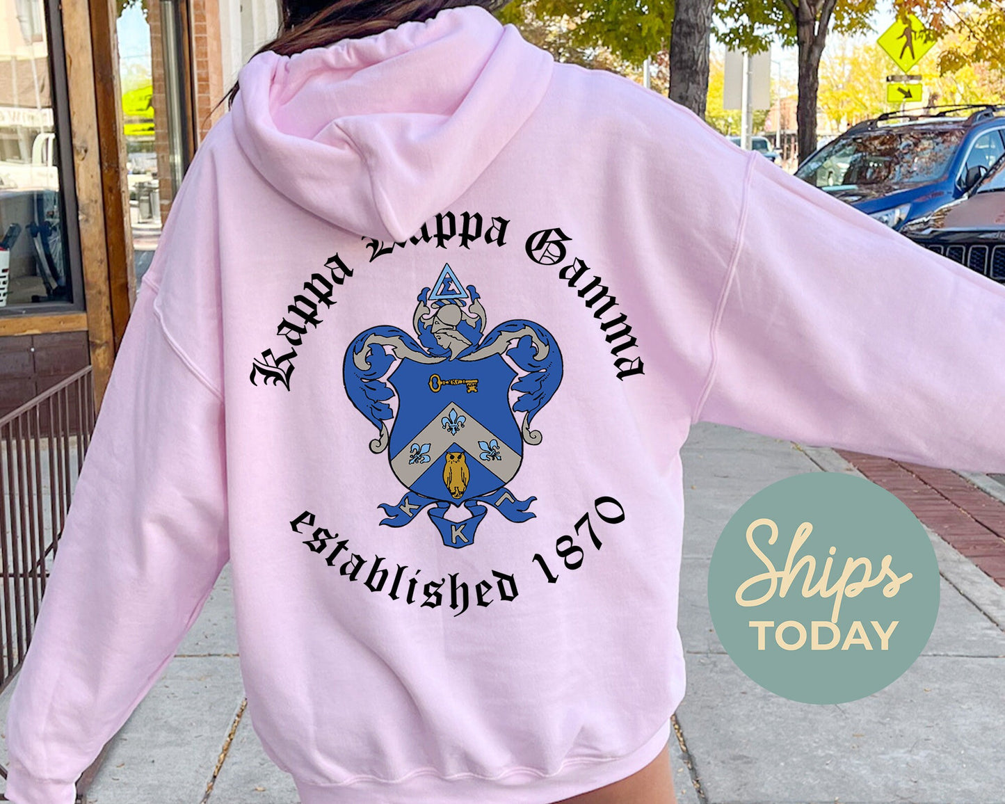 Kappa Kappa Gamma Old English Crest Sorority Hoodie _ 32937g