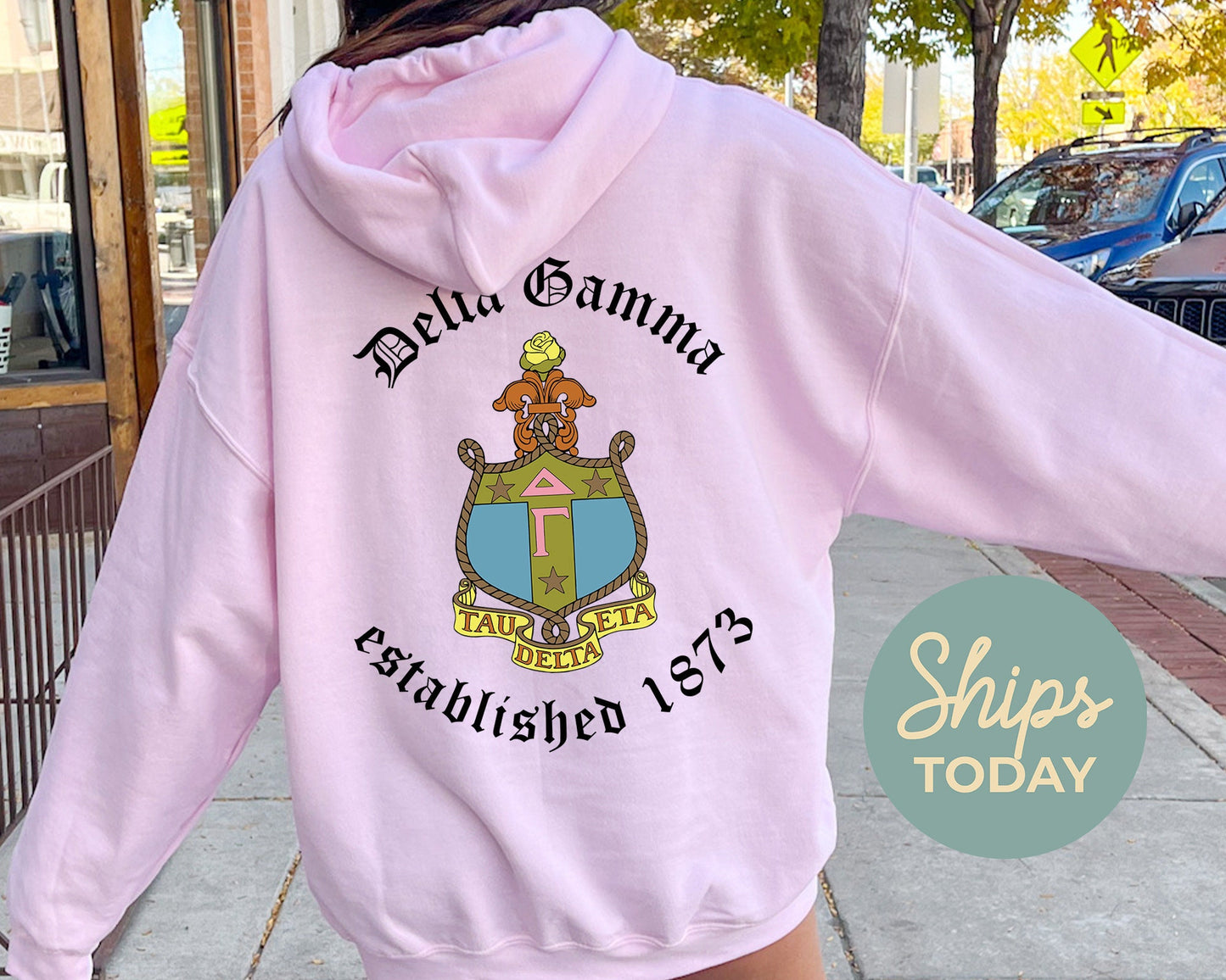 Delta Gamma Old English Crest Sorority Hoodie _ 32931g
