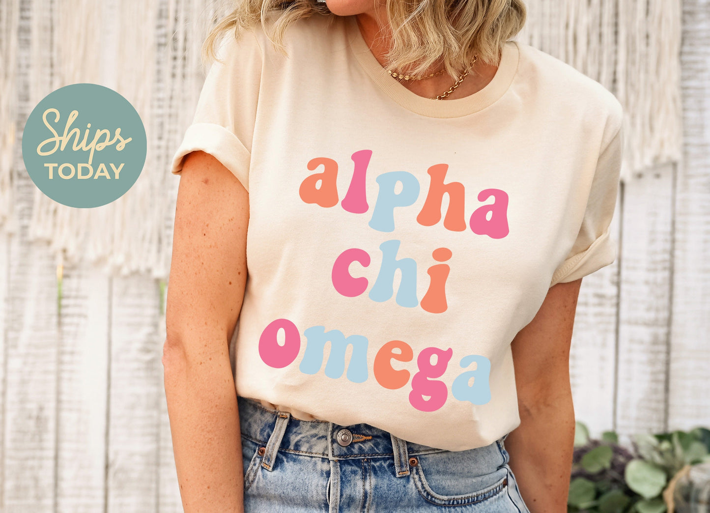 Alpha Chi Omega Vividly Vibrant Sorority T-shirt _ 3149g