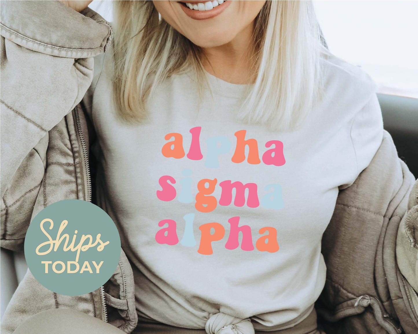 Alpha Sigma Alpha Vividly Vibrant Sorority T-shirt _ 3155g