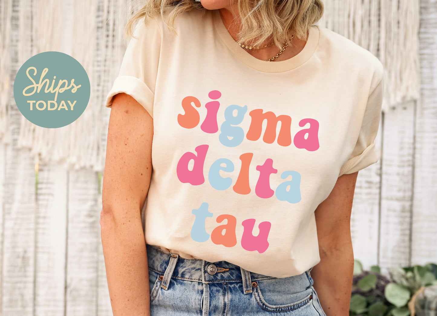 Sigma Delta Tau Vividly Vibrant Sorority T-shirt _ 3170g