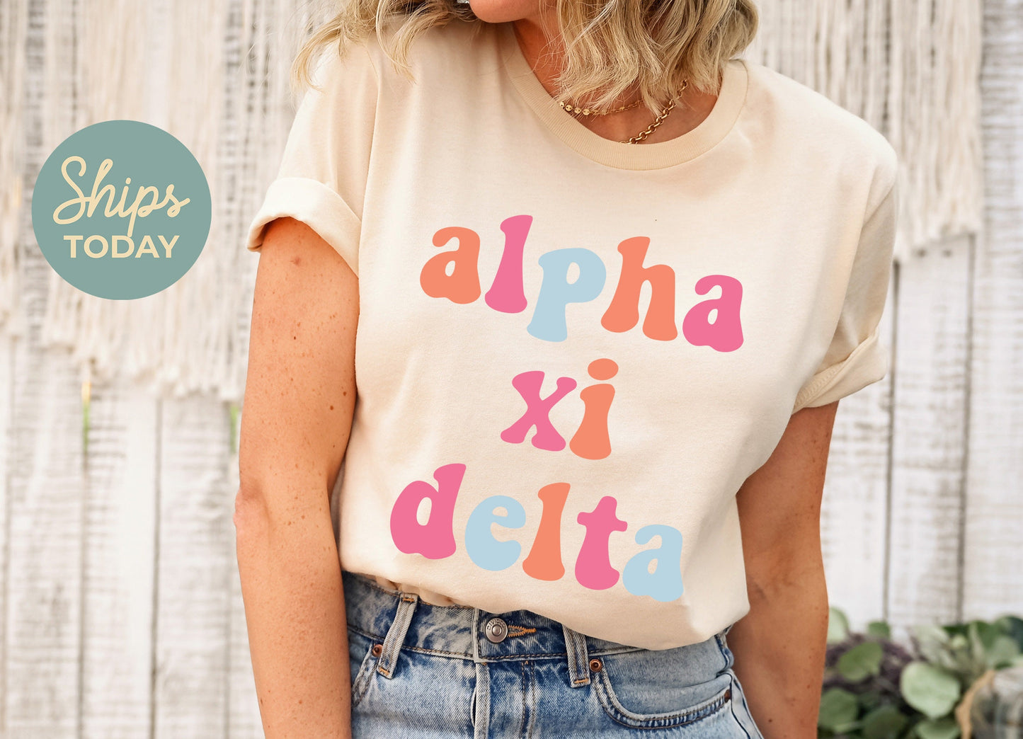 Alpha Xi Delta Vividly Vibrant Sorority T-shirt _ 3157g