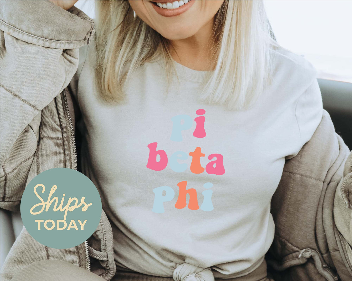 Pi Beta Phi Vividly Vibrant Sorority T-shirt _ 3169g