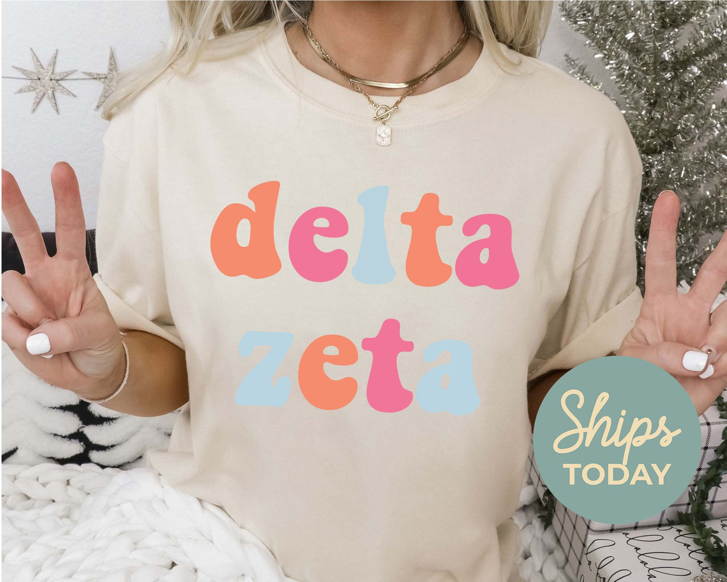 Delta Zeta Vividly Vibrant Sorority T-shirt _ 3162g