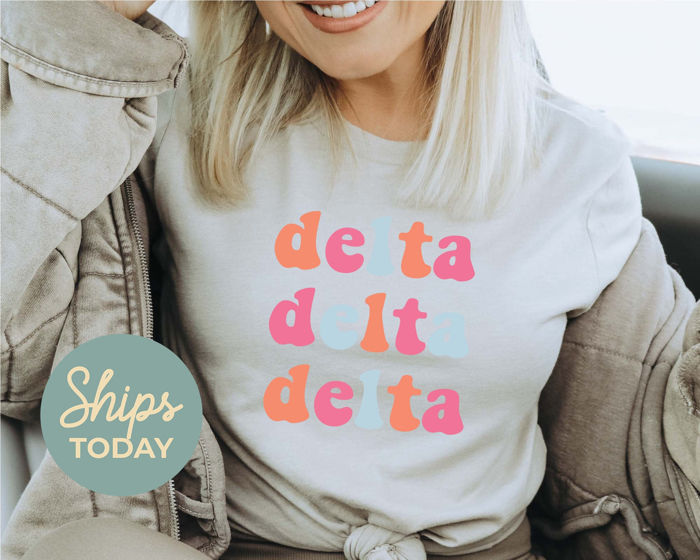 Delta Delta Delta Vividly Vibrant Sorority T-shirt _ 3159g