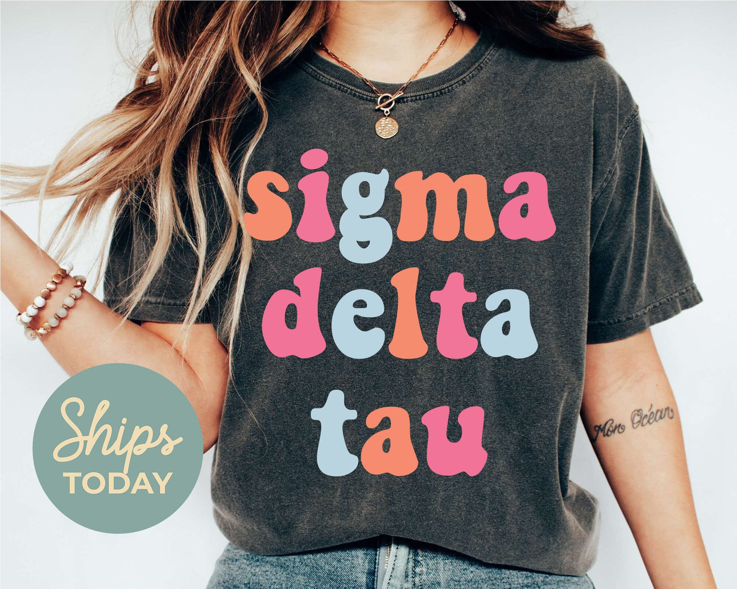Sigma Delta Tau Vividly Vibrant Sorority T-shirt _ 3170g