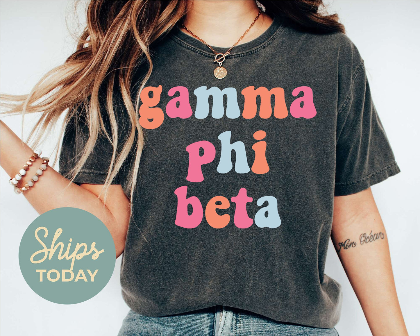 Gamma Phi Beta Vividly Vibrant Sorority T-shirt _ 3163g