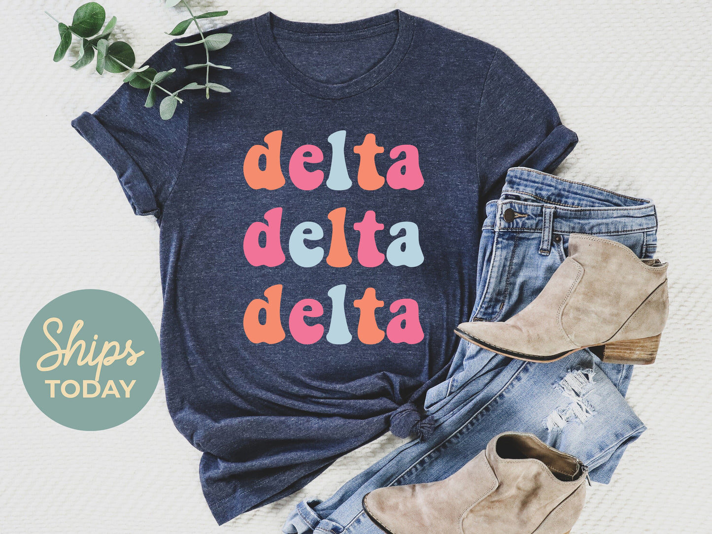 Delta Delta Delta Vividly Vibrant Sorority T-shirt _ 3159g