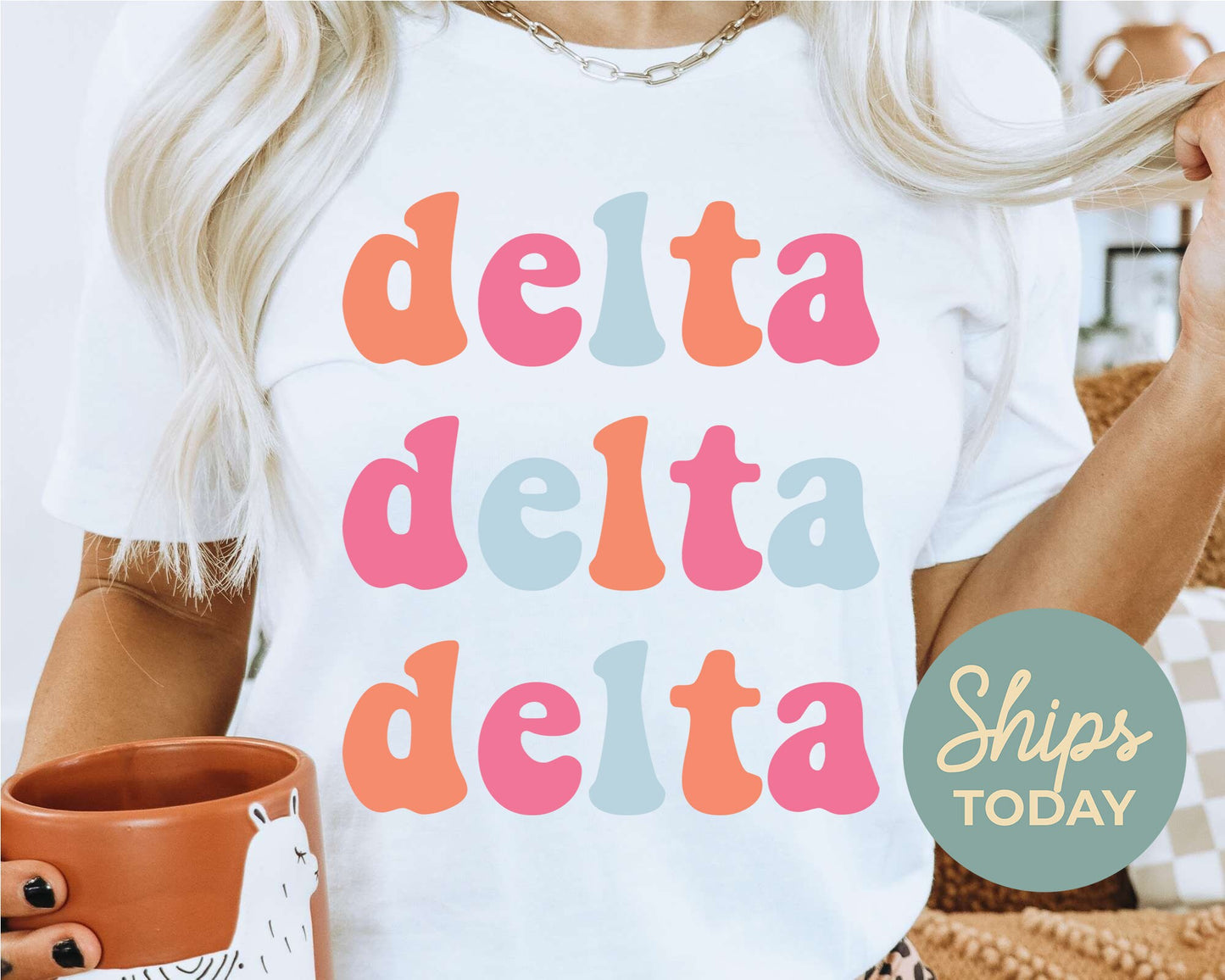 Delta Delta Delta Vividly Vibrant Sorority T-shirt _ 3159g