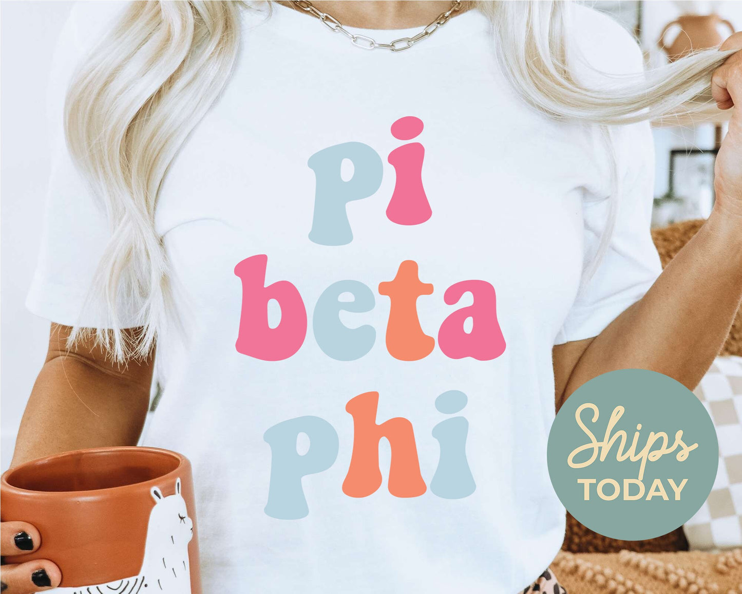 Pi Beta Phi Vividly Vibrant Sorority T-shirt _ 3169g