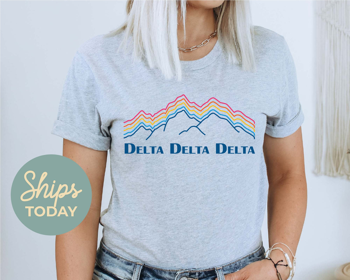 Delta Delta Delta Rainbow Mountains Sorority T-shirt _ 2639g