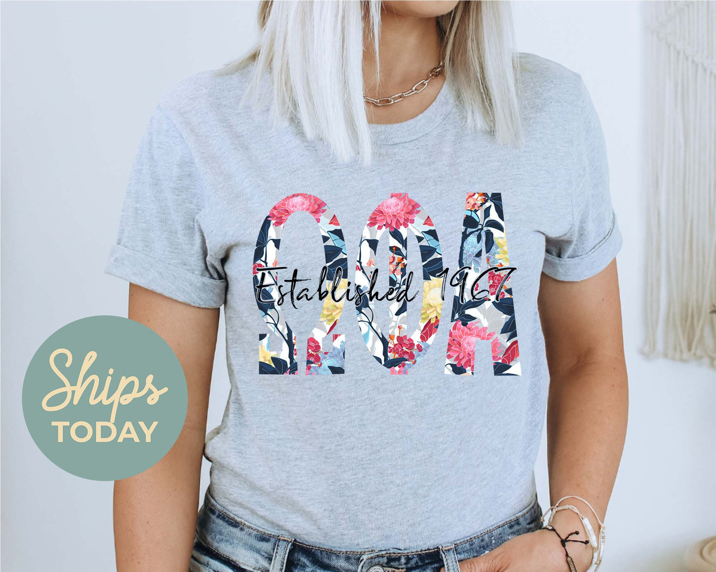 Omega Phi Alpha Floral Block Sorority T-shirt _ 3517g
