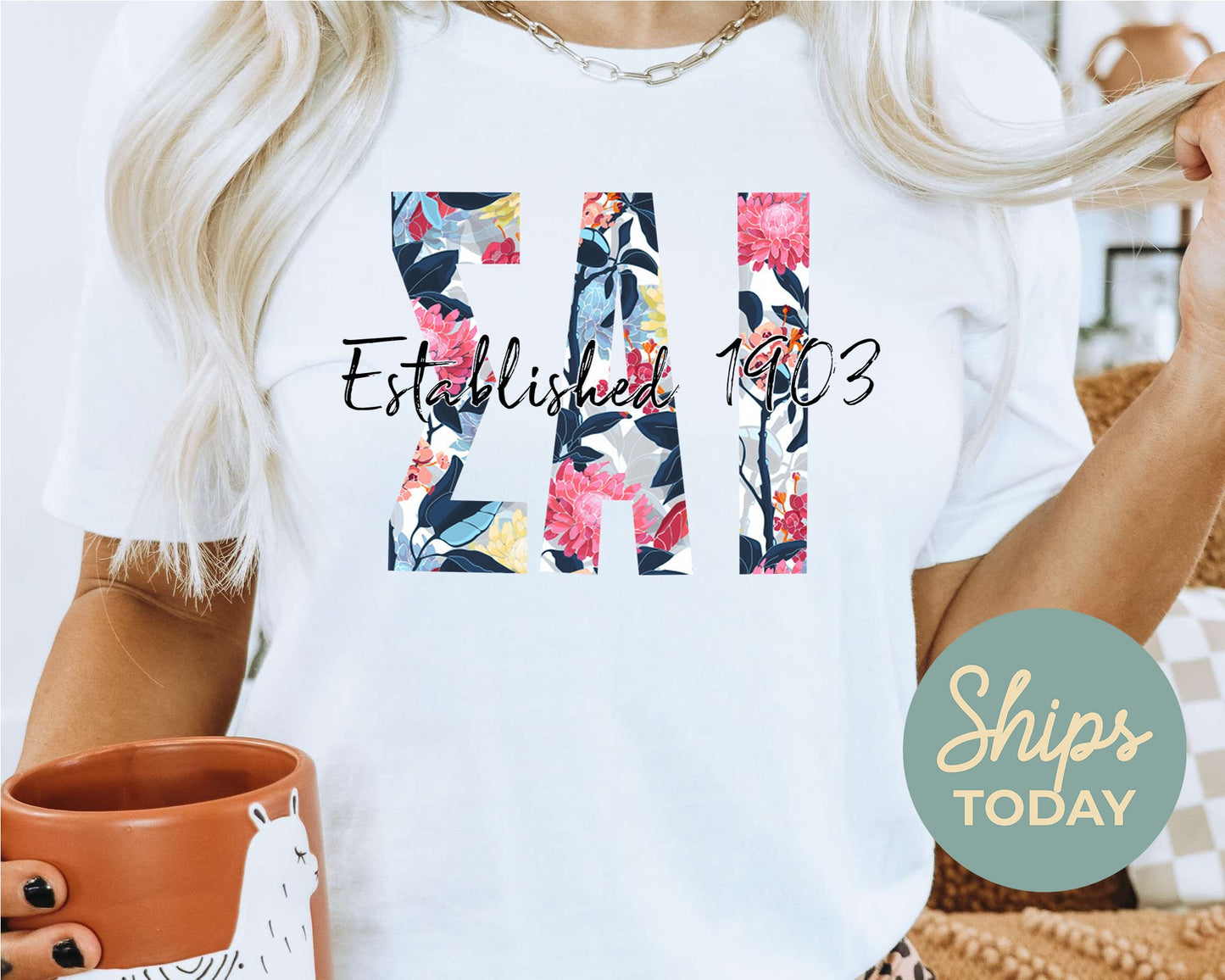 Sigma Alpha Iota Floral Block Sorority T-shirt _ 3520g