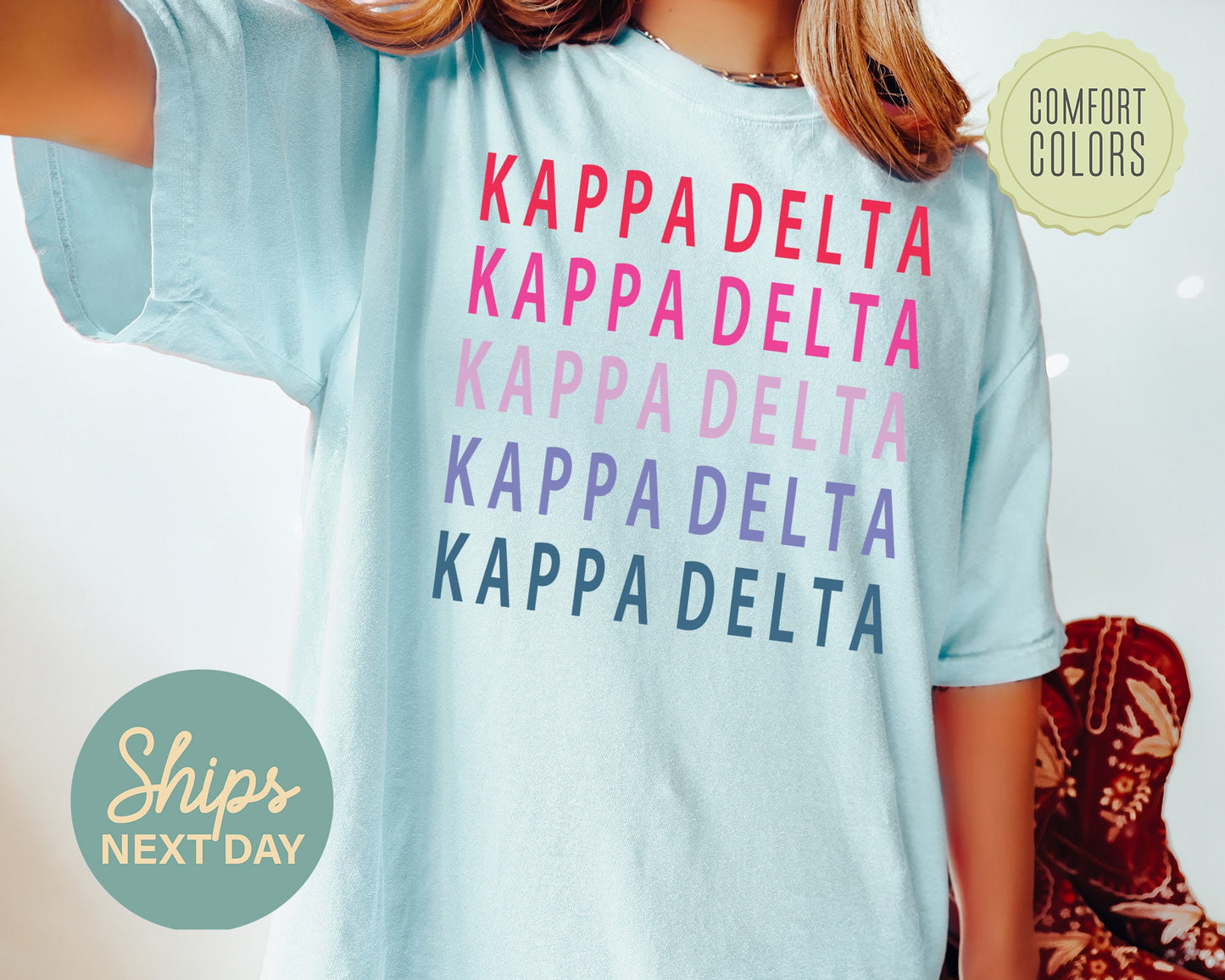 Kappa Delta Bright and Stacked Comfort Colors Sorority T-shirt _ 16g