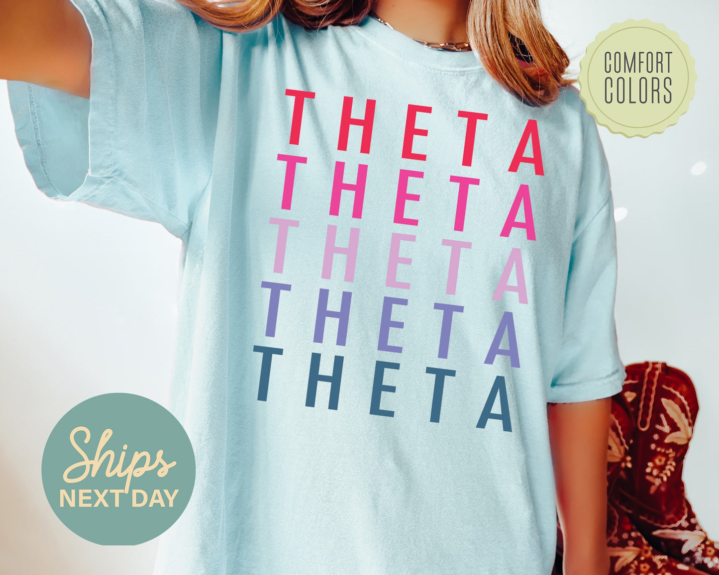 Kappa Alpha Theta Bright and Stacked Comfort Colors Sorority T-shirt _ 15g