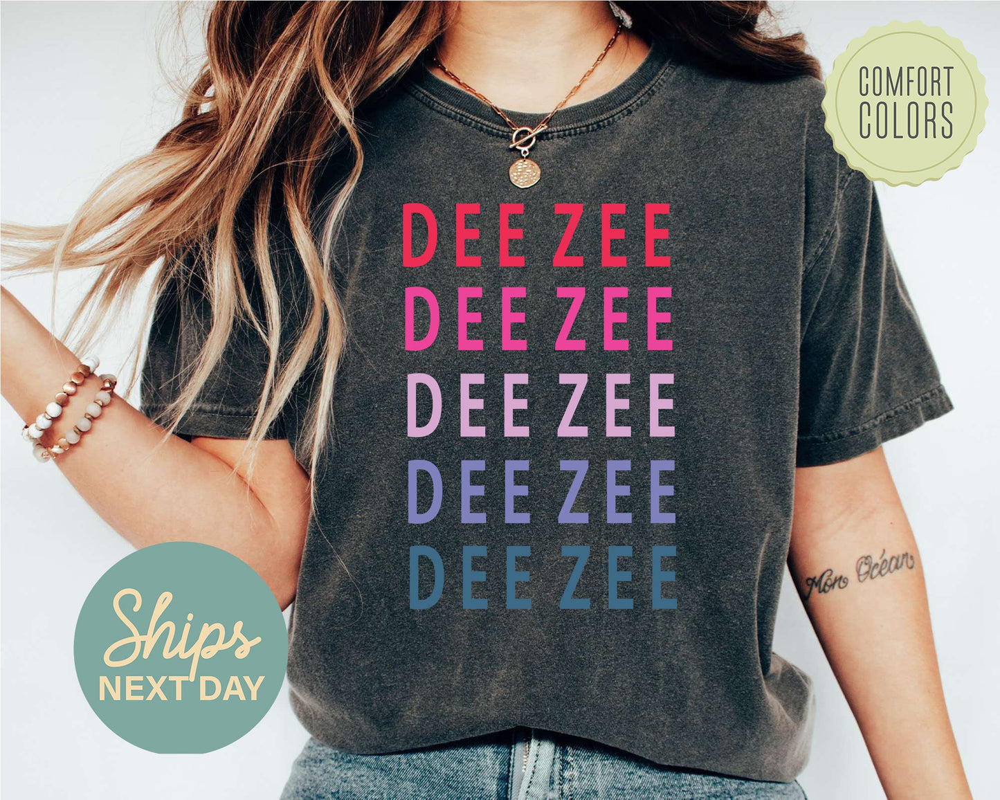 Delta Zeta Bright and Stacked Comfort Colors Sorority T-shirt _ 13g