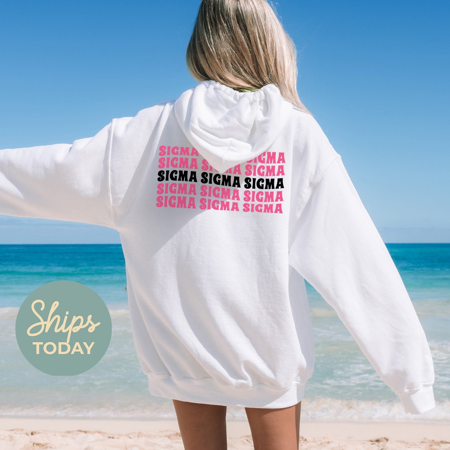 Sigma Sigma Sigma Pink Waves Sorority Hoodie _ 33099g