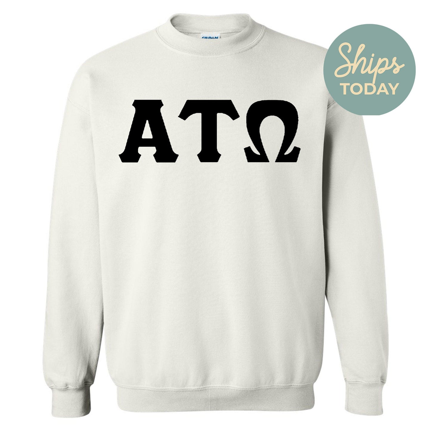 Alpha Tau Omega Black Letters Fraternity Sweatshirt _ 34910g