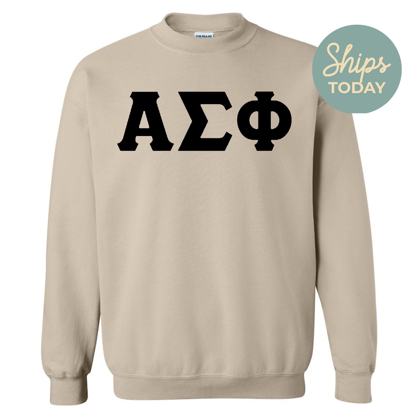 Alpha Sigma Phi Black Letters Fraternity Sweatshirt _ 34909g