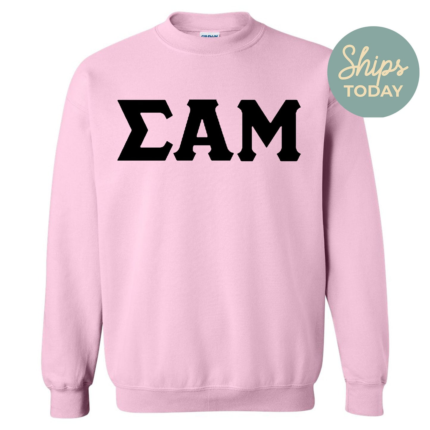 Sigma Alpha Mu Black Letters Fraternity Sweatshirt _ 34928g
