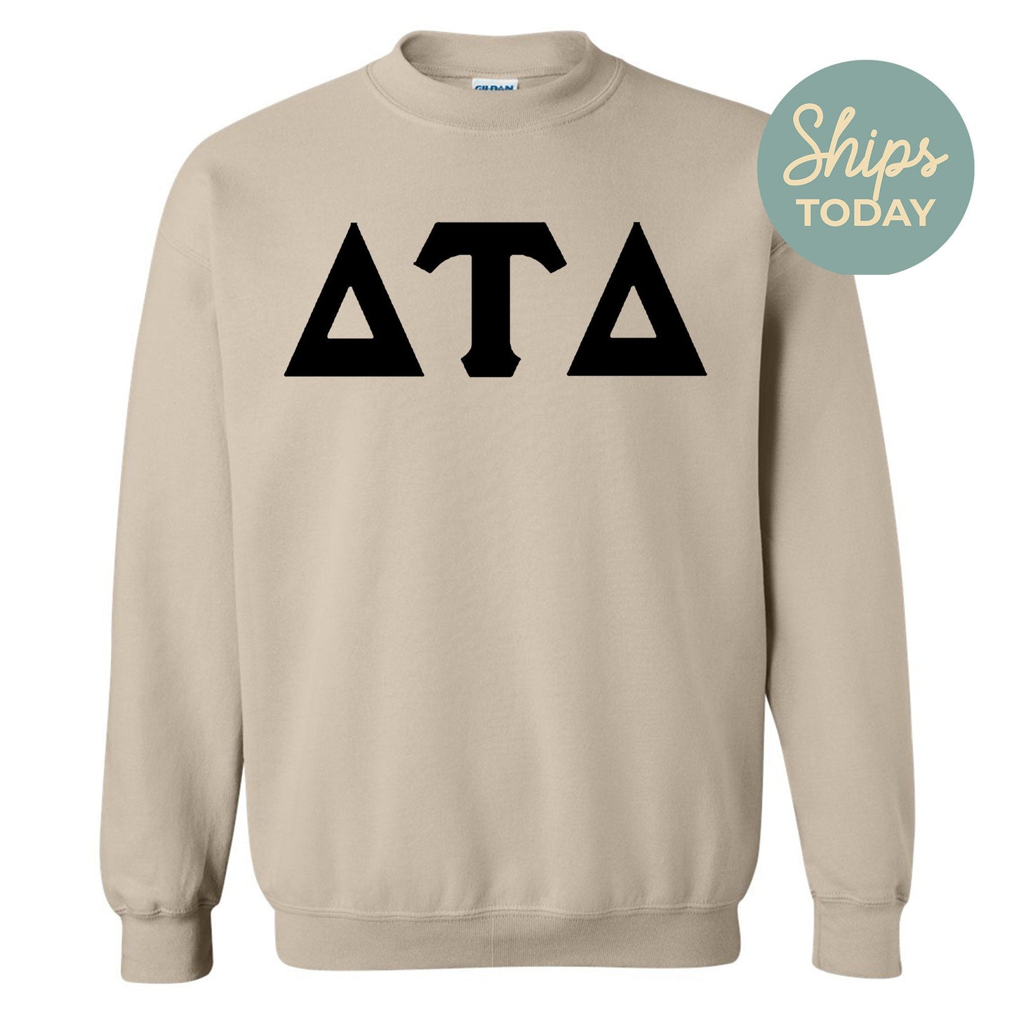 Delta Tau Delta Black Letters Fraternity Sweatshirt _ 34915g
