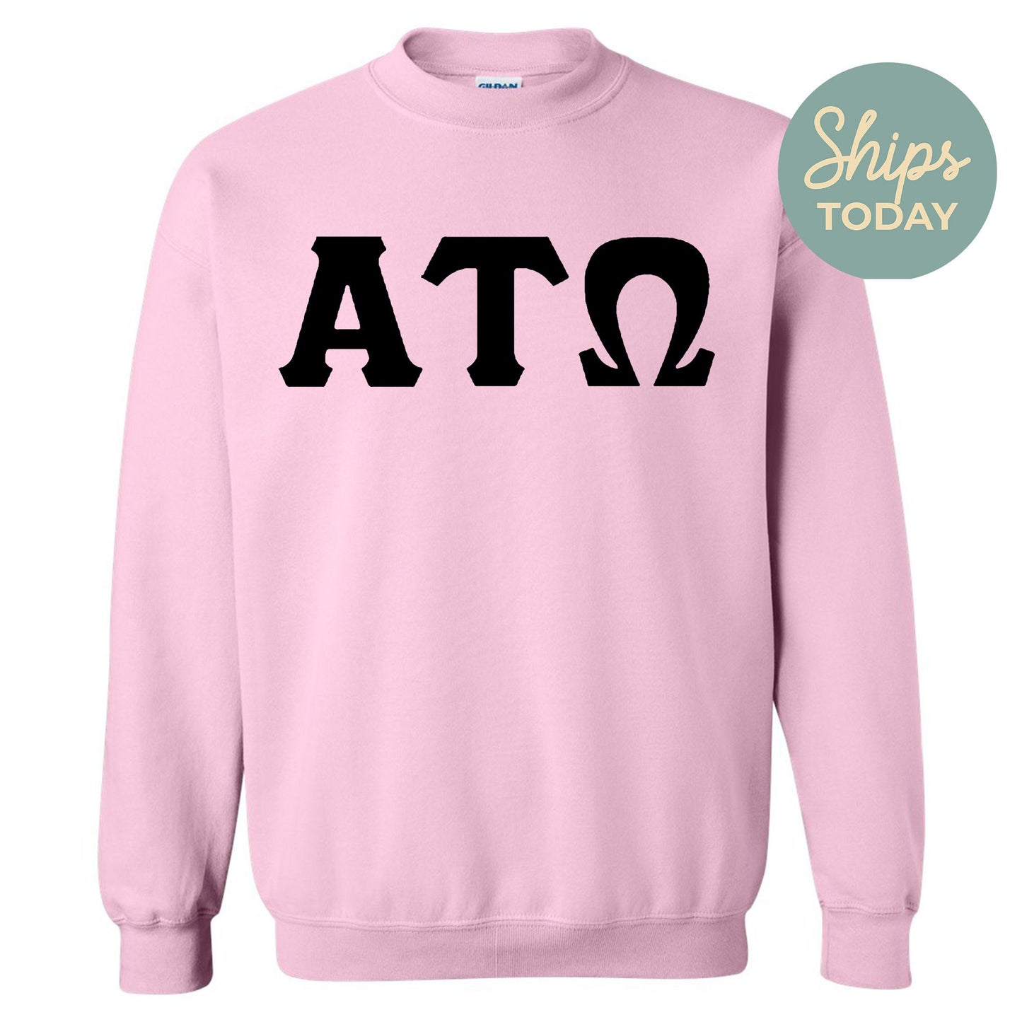 Alpha Tau Omega Black Letters Fraternity Sweatshirt _ 34910g