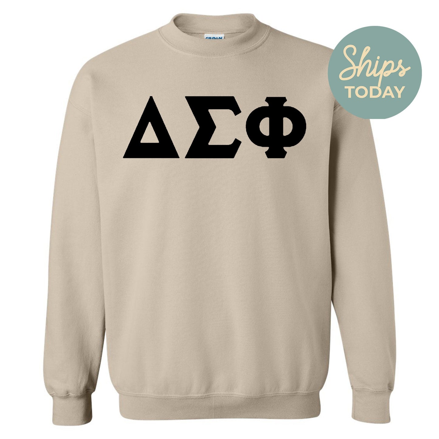 Delta Sigma Phi Black Letters Fraternity Sweatshirt _ 34914g