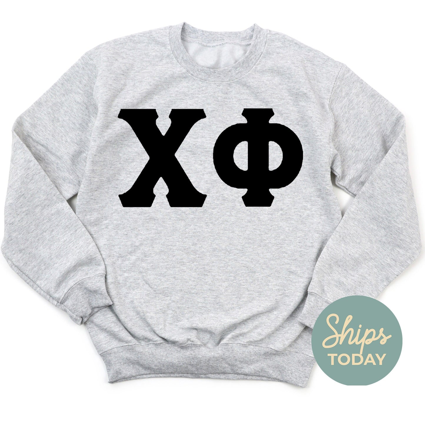 Chi Phi Black Letters Fraternity Sweatshirt _ 34912g
