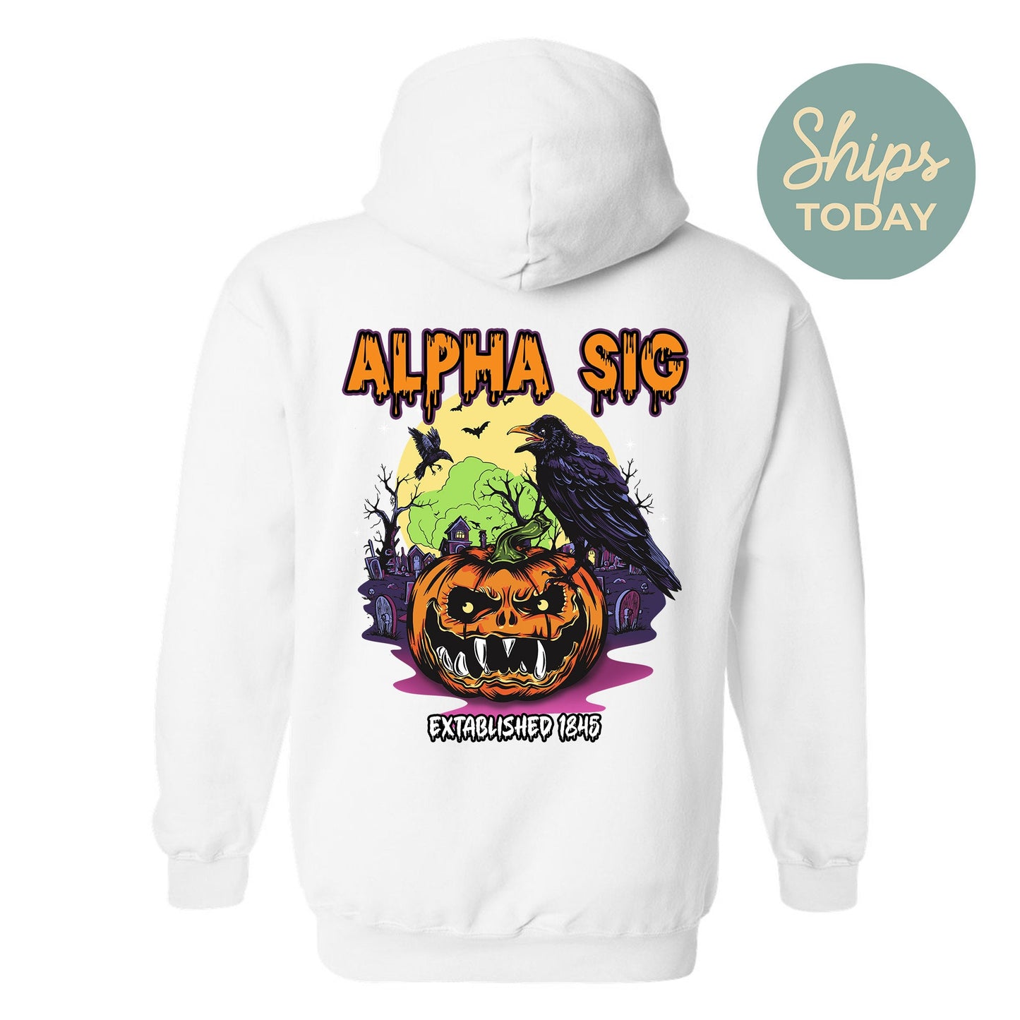 Alpha Sigma Phi Halloween Bats Fraternity Hoodie _ 36254g