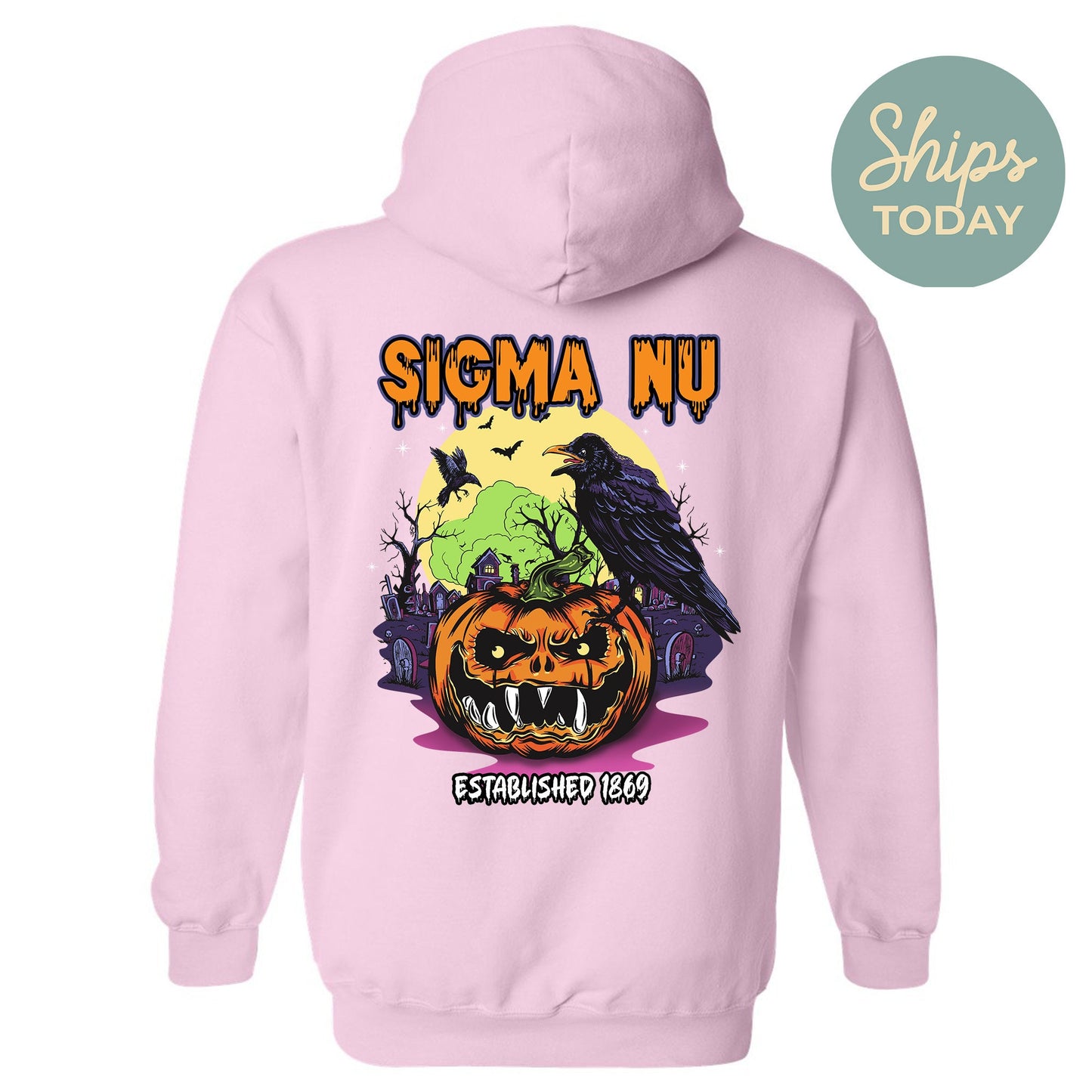 Sigma Nu Halloween Bats Fraternity Hoodie _ 36275g