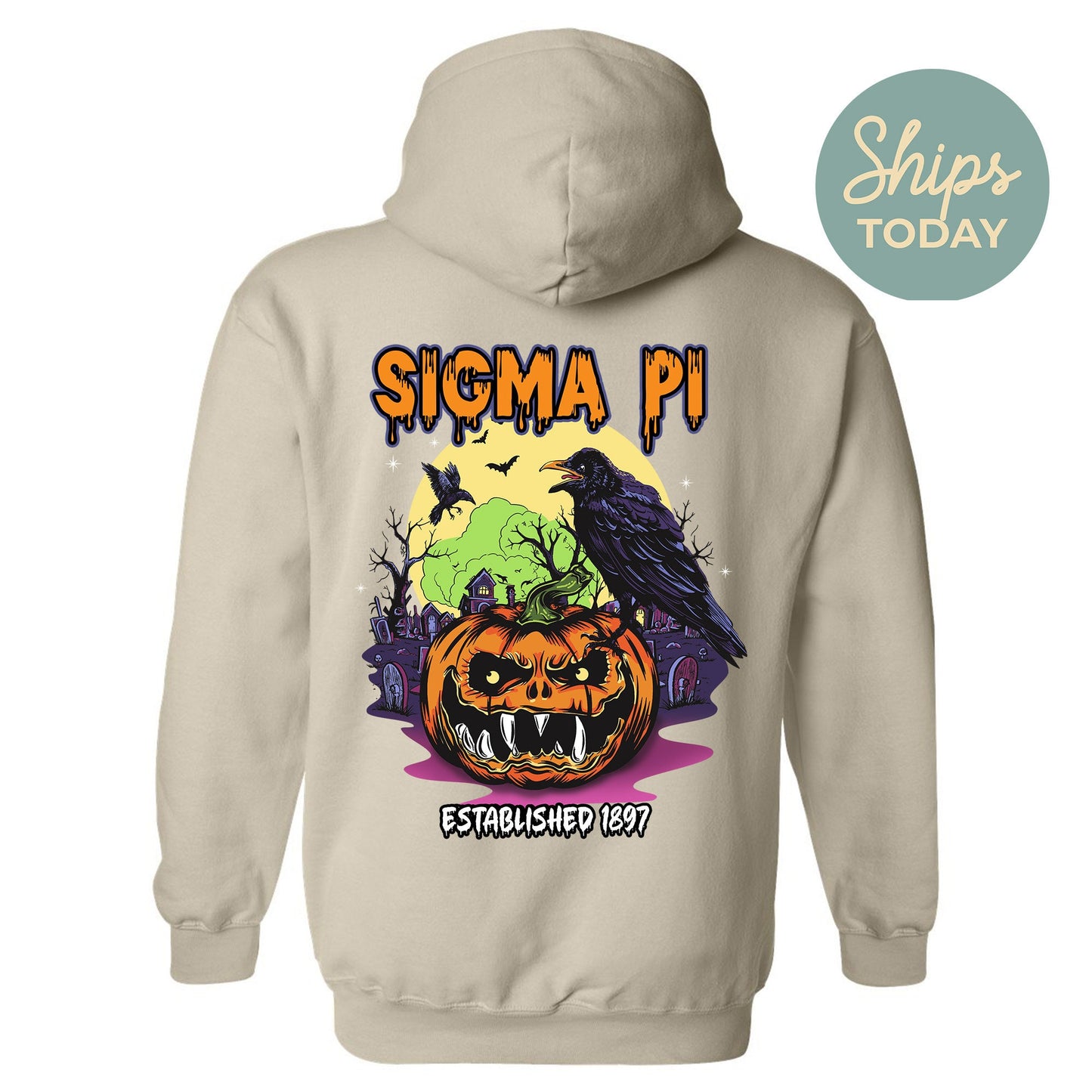 Sigma Pi Halloween Bats Fraternity Hoodie _ 36277g